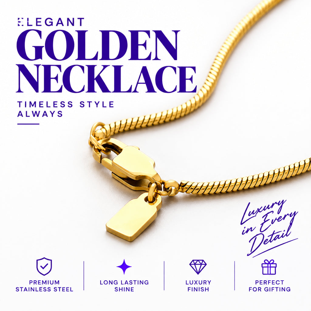 Collar de Acero Inoxidable y Baño de Oro 18K para Hombre | Cadena de Cuadro Lujosa Elegante