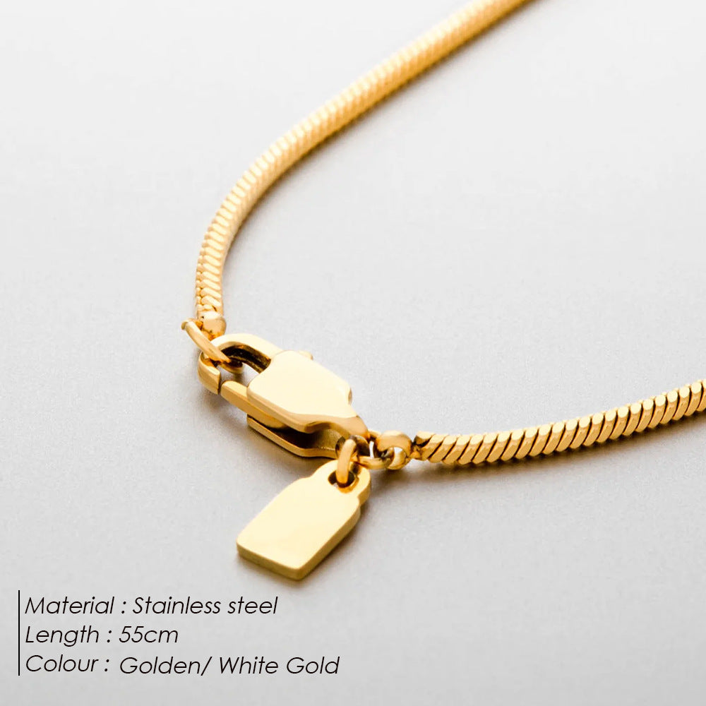 Collar de Acero Inoxidable y Baño de Oro 18K para Hombre | Cadena de Cuadro Lujosa Elegante