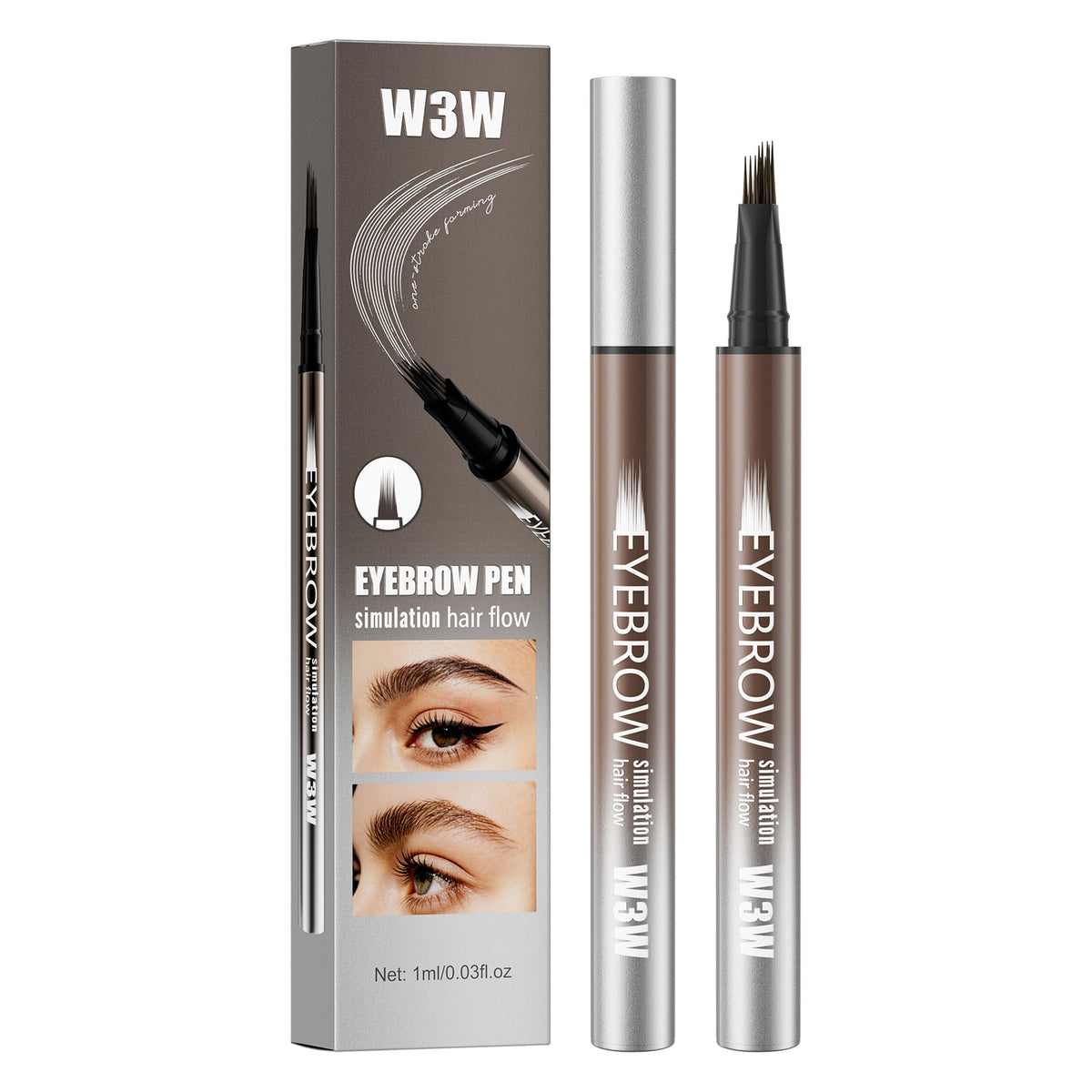 Lápiz de Cejas Líquido Microblading 4 Puntas – Larga Duración y Resistente al Agua